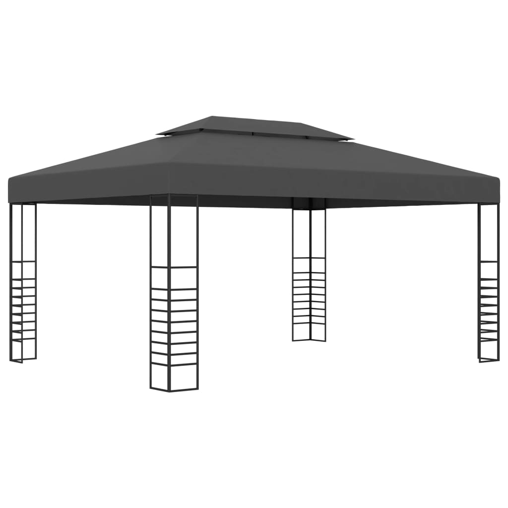 VidaXL Prieel met LED-lichtslinger 3x4m antracietkleurig