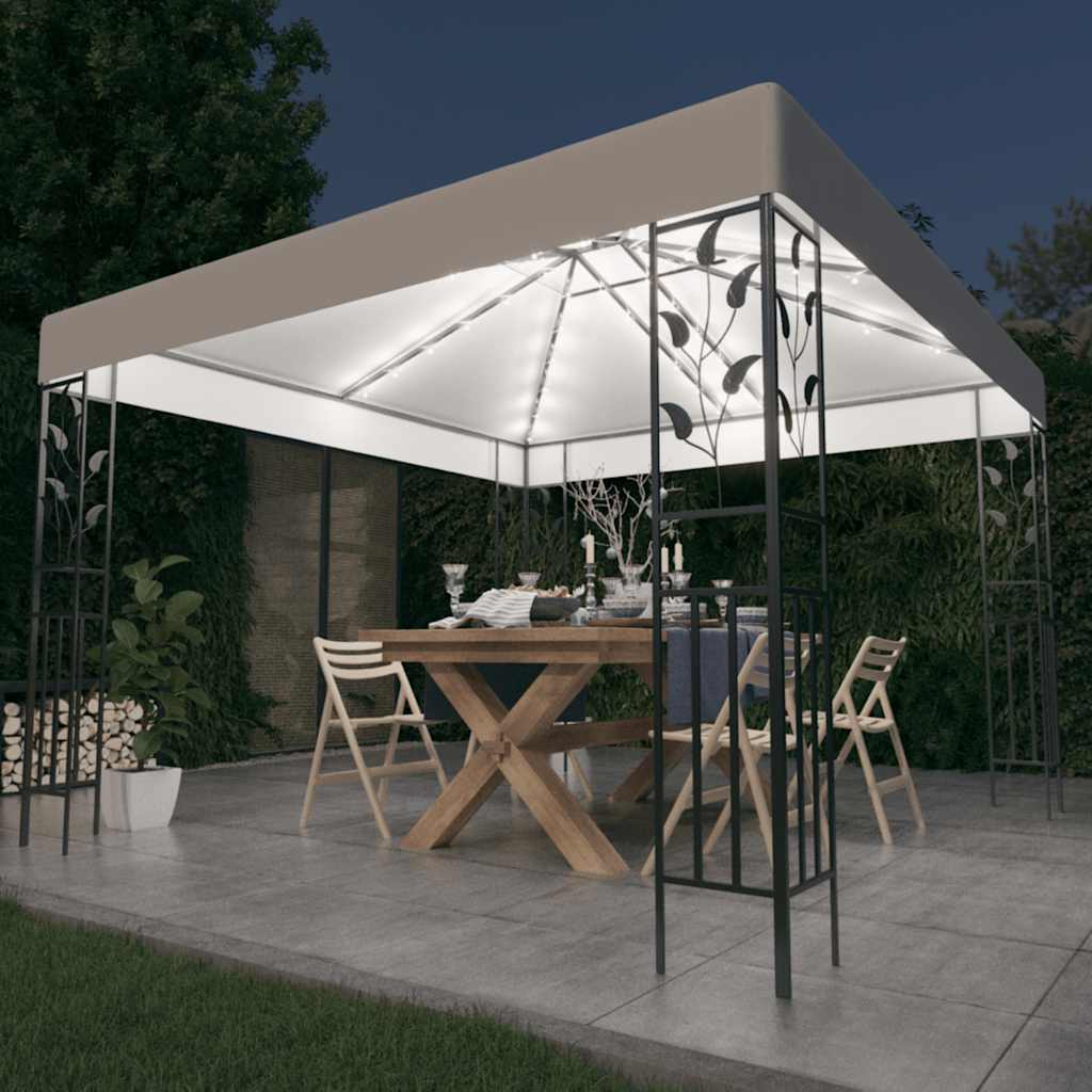 VidaXL Prieel met LED-lichtslinger 3x3m wit