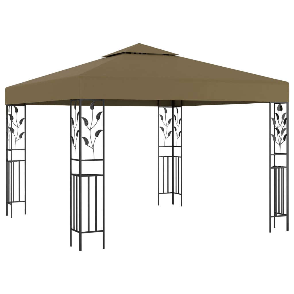VidaXL Prieel met LED-lichtslinger 3x3m taupe