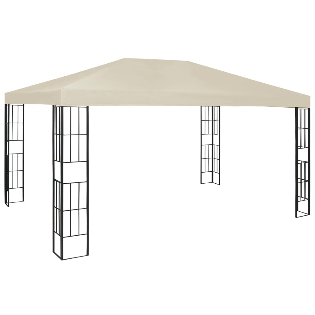 VidaXL Prieel met LED-lichtslinger 3x4m crèmekleurig