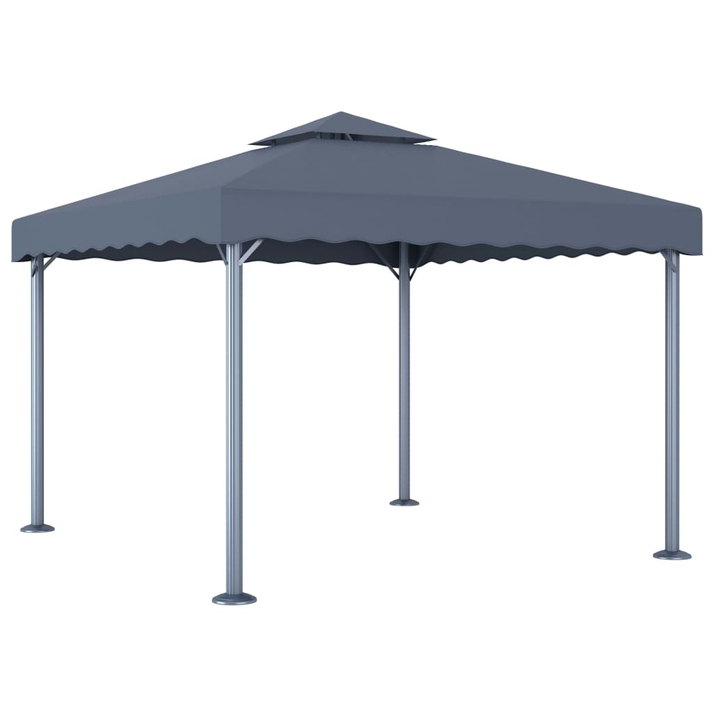 Vidaxl prieel met led-lichtslinger 300x300 cm aluminium antracietkleur