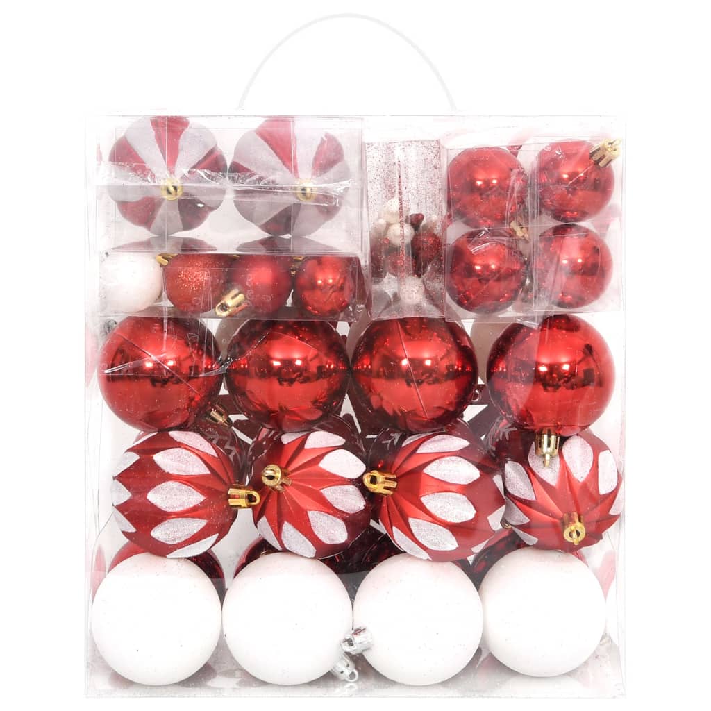 Vidaxl 64-delige kerstballenset rood en wit