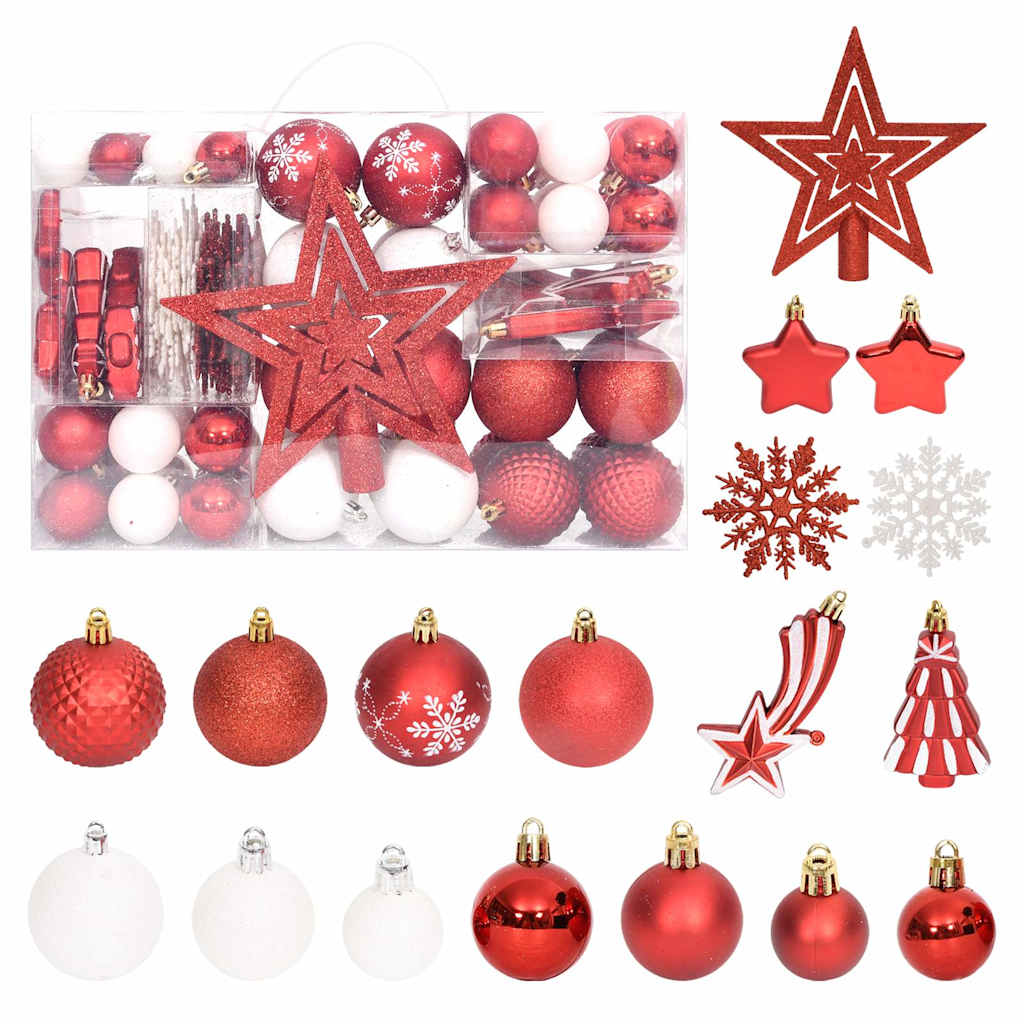 Vidaxl 108-delige kerstballenset rood en wit