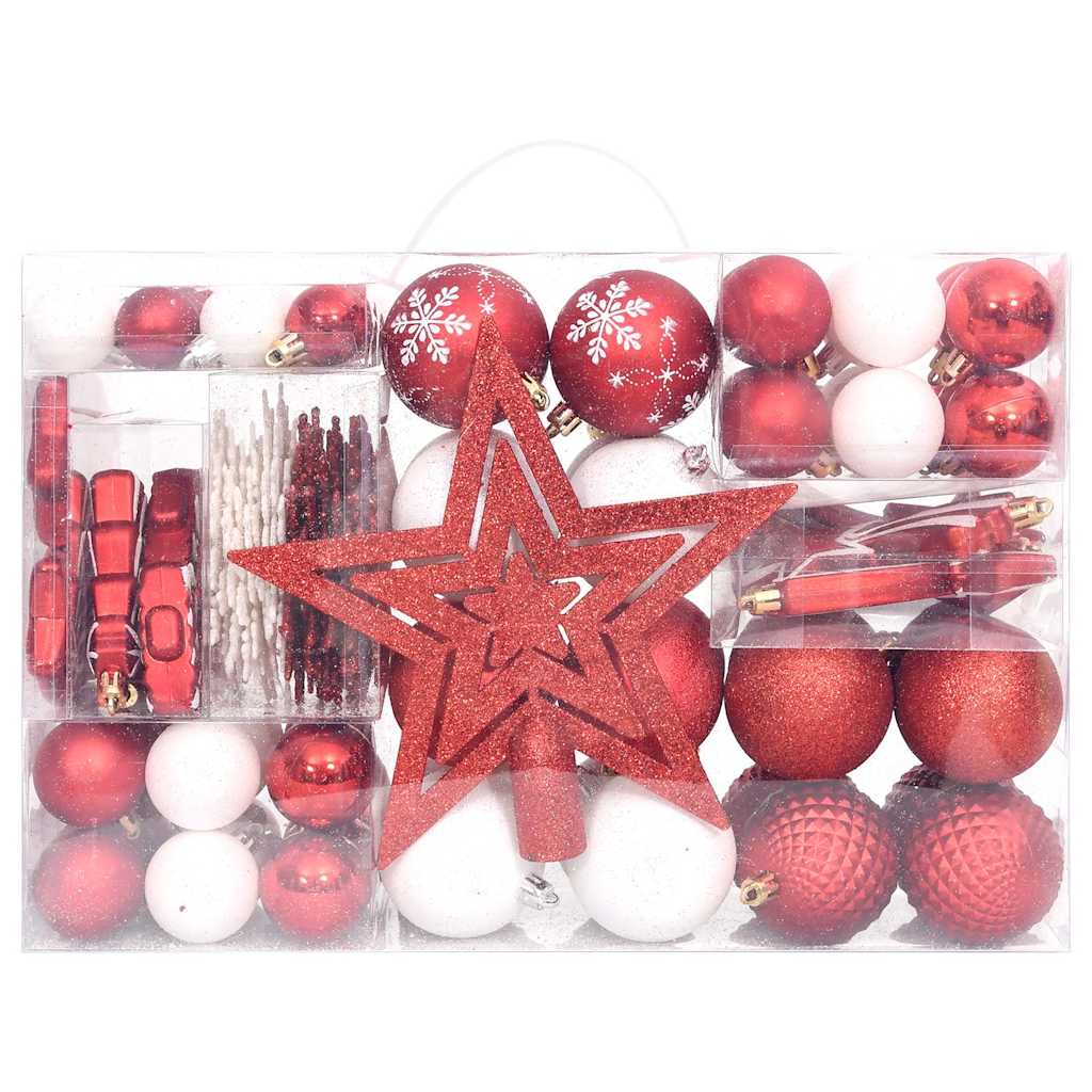 Vidaxl 108-delige kerstballenset rood en wit