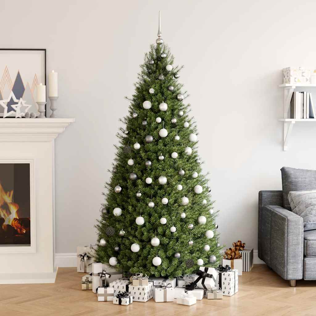 Vidaxl 120-delige kerstballenset met piek en 300 led's wit en grijs