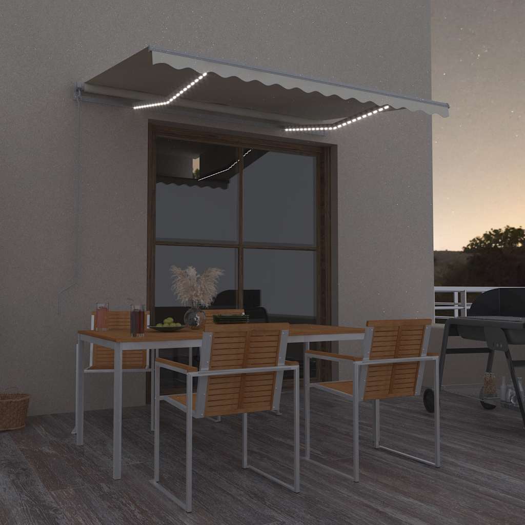 Vidaxl luifel handmatig uittrekbaar met led 300x250 cm crèmekleurig