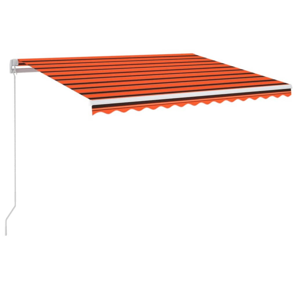 VidaXL Luifel handmatig uittrekbaar met LED 350x250 cm oranje en bruin