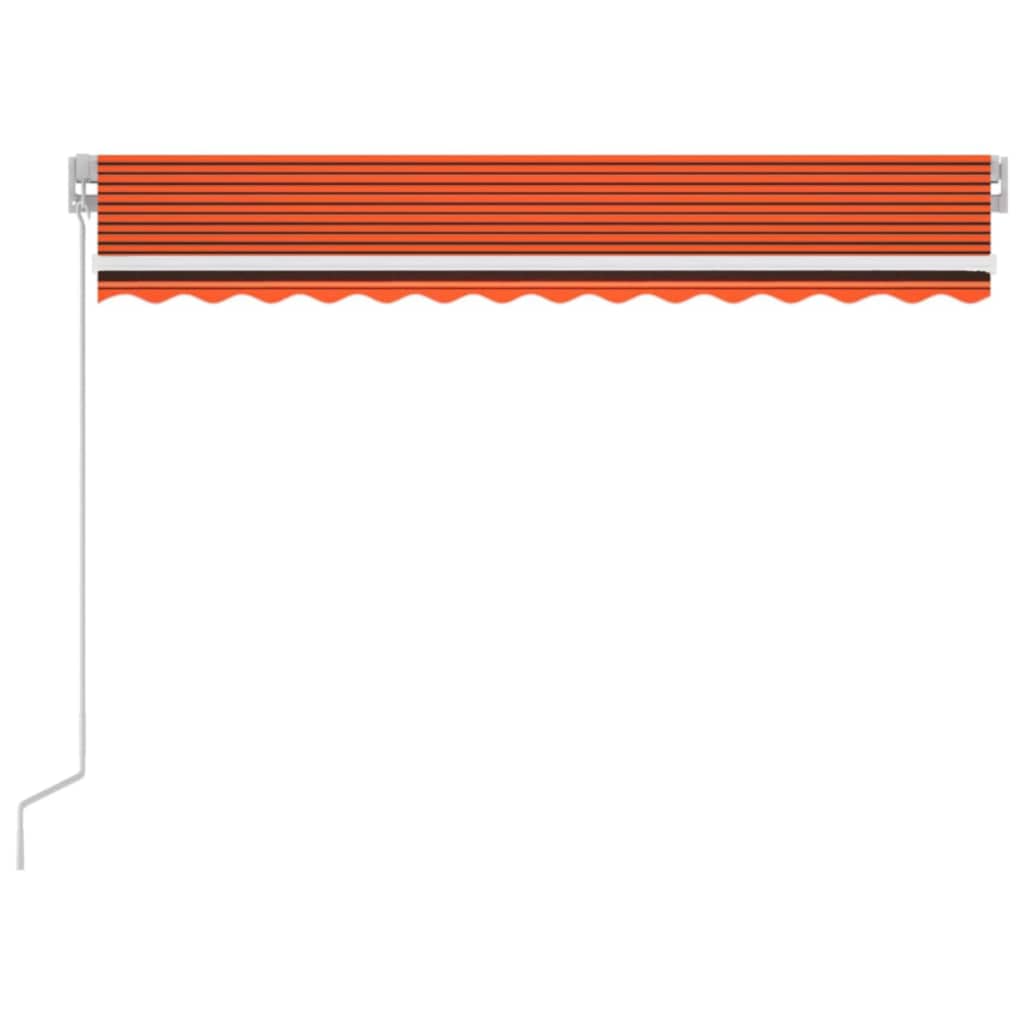 VidaXL Luifel handmatig uittrekbaar met LED 350x250 cm oranje en bruin