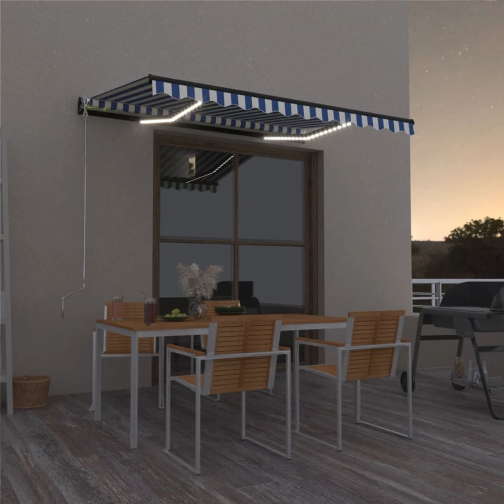 VidaXL Luifel handmatig uittrekbaar met LED 400x300 cm