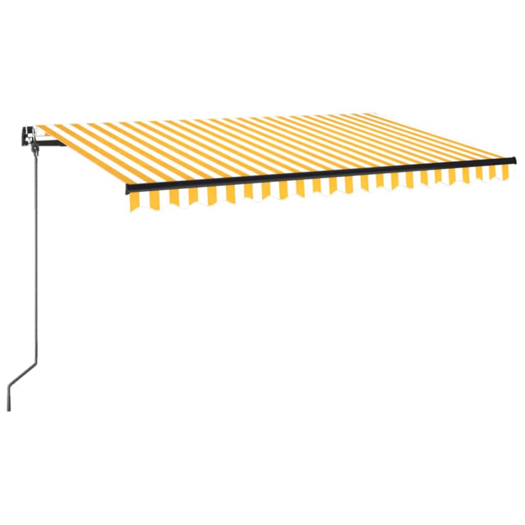 VidaXL Luifel handmatig uittrekbaar met LED 450x350 cm geel en wit