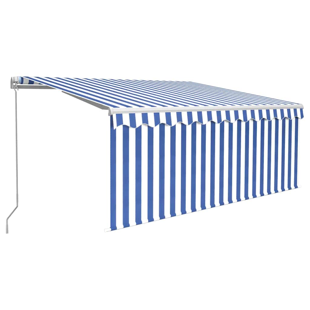 VidaXL Luifel handmatig uittrekbaar met rolgordijn 3x2,5m blauw wit