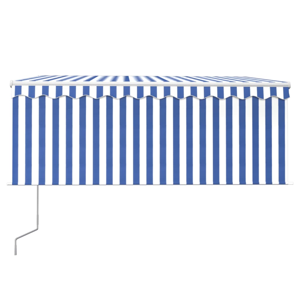 VidaXL Luifel automatisch uittrekbaar blauw rolgordijn 3,5x2,5m wit