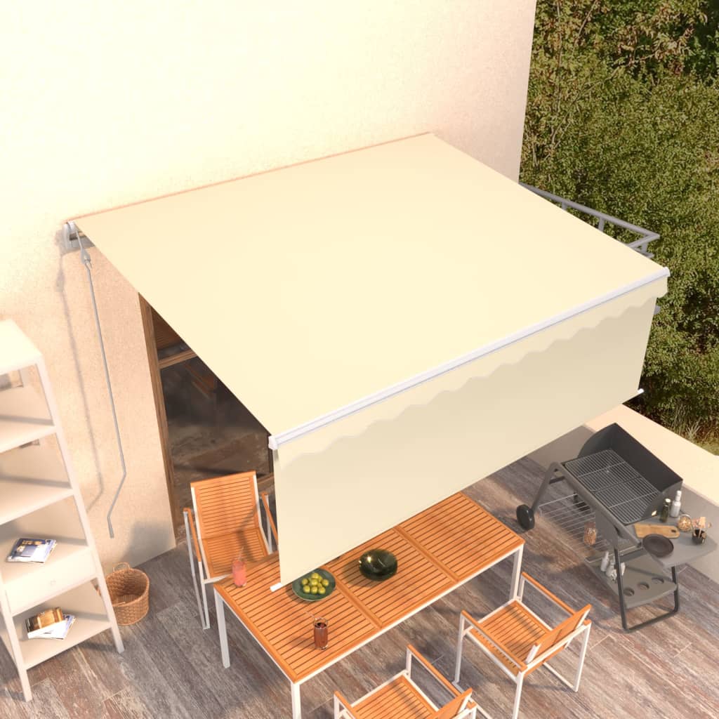 VidaXL Luifel automatisch uittrekbaar met rolgordijn 4,5x3m crème