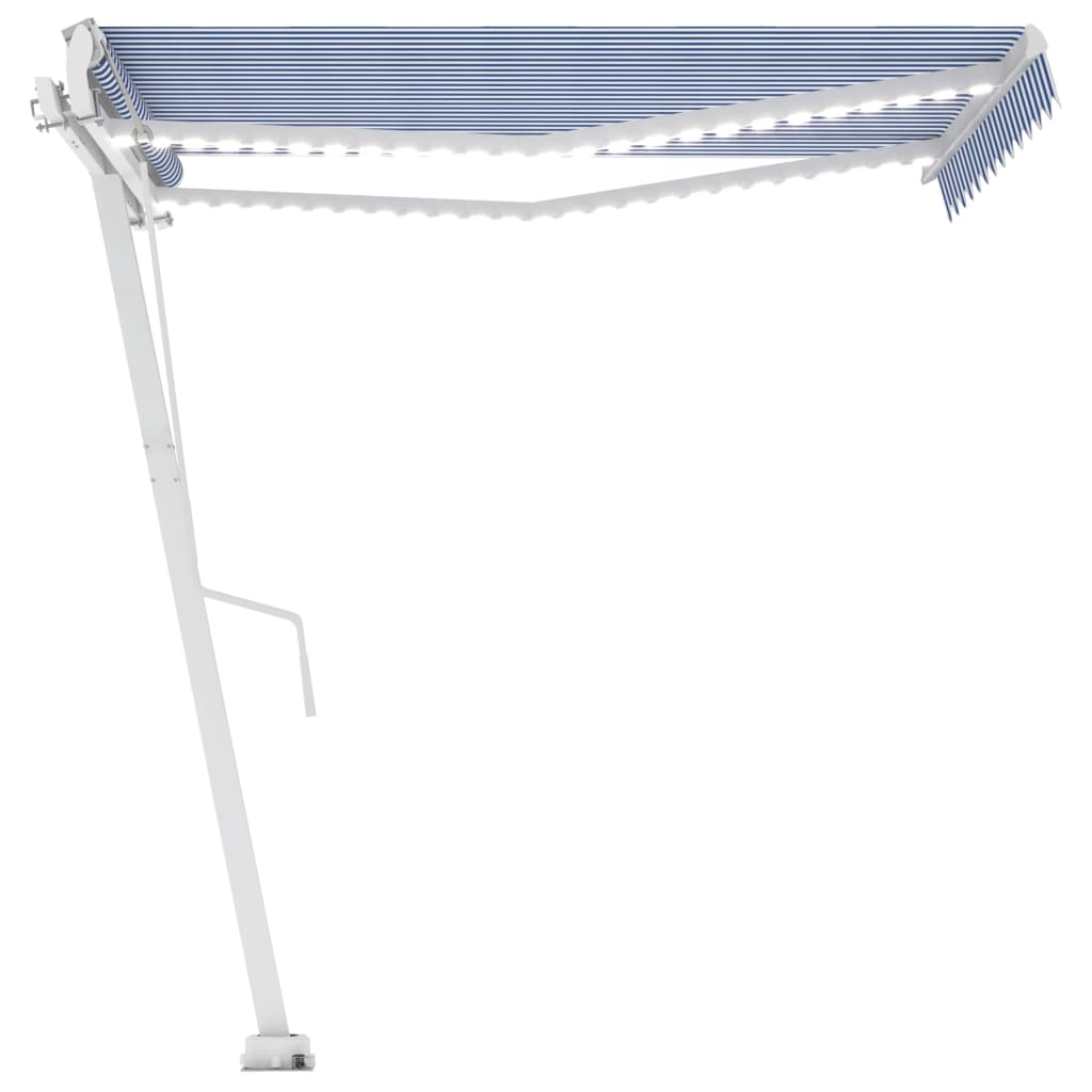 VidaXL Luifel automatisch met LED en windsensor 350x250 cm blauw wit