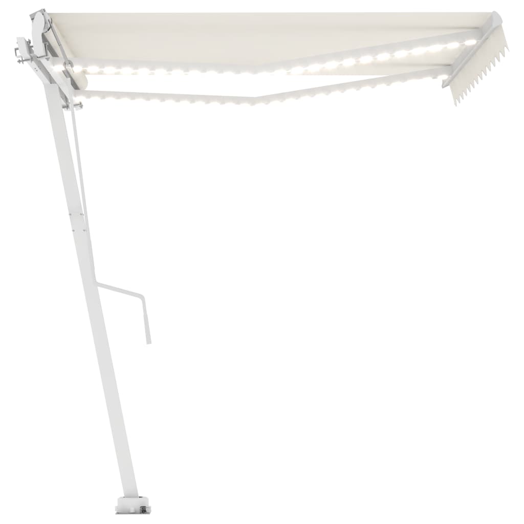 VidaXL Luifel automatisch met LED en windsensor 350x250 cm crèmekleur