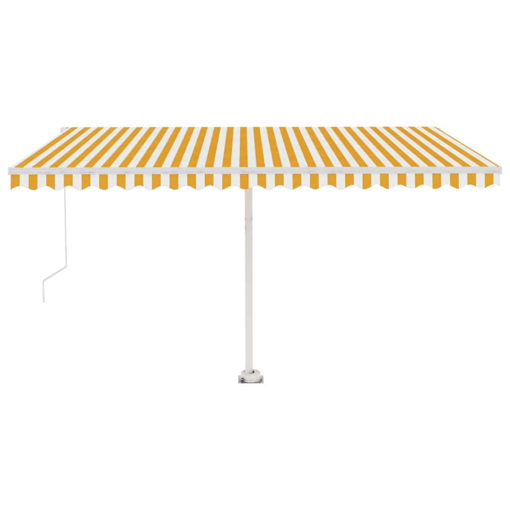VidaXL Luifel handmatig uittrekbaar met LED 450x300 cm geel en wit