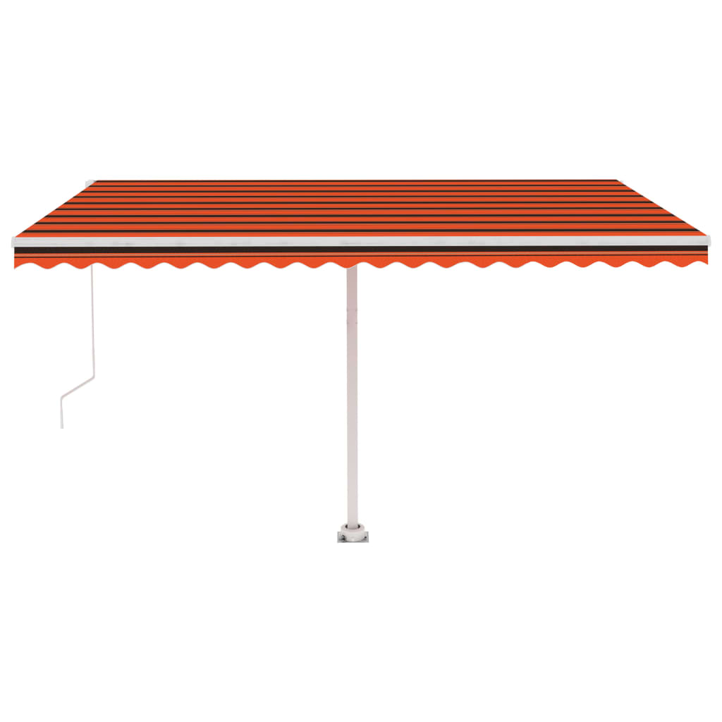 VidaXL Luifel handmatig uittrekbaar met LED 450x300 cm oranje en bruin