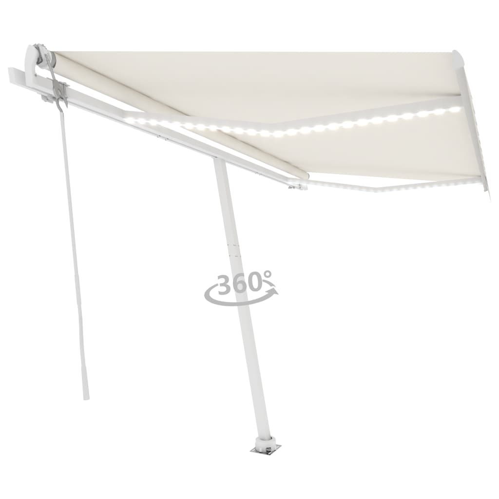 VidaXL Luifel automatisch met LED en windsensor 450x300 cm crèmekleur