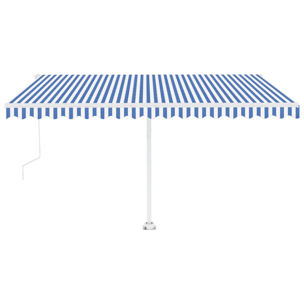 VidaXL Luifel automatisch met LED en windsensor 450x350 cm blauw wit
