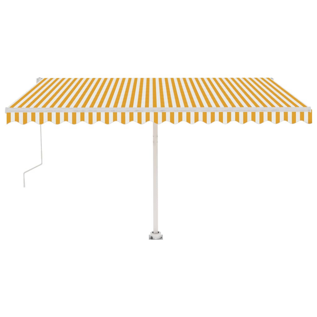 VidaXL Luifel automatisch met LED en windsensor 450x350 cm geel wit