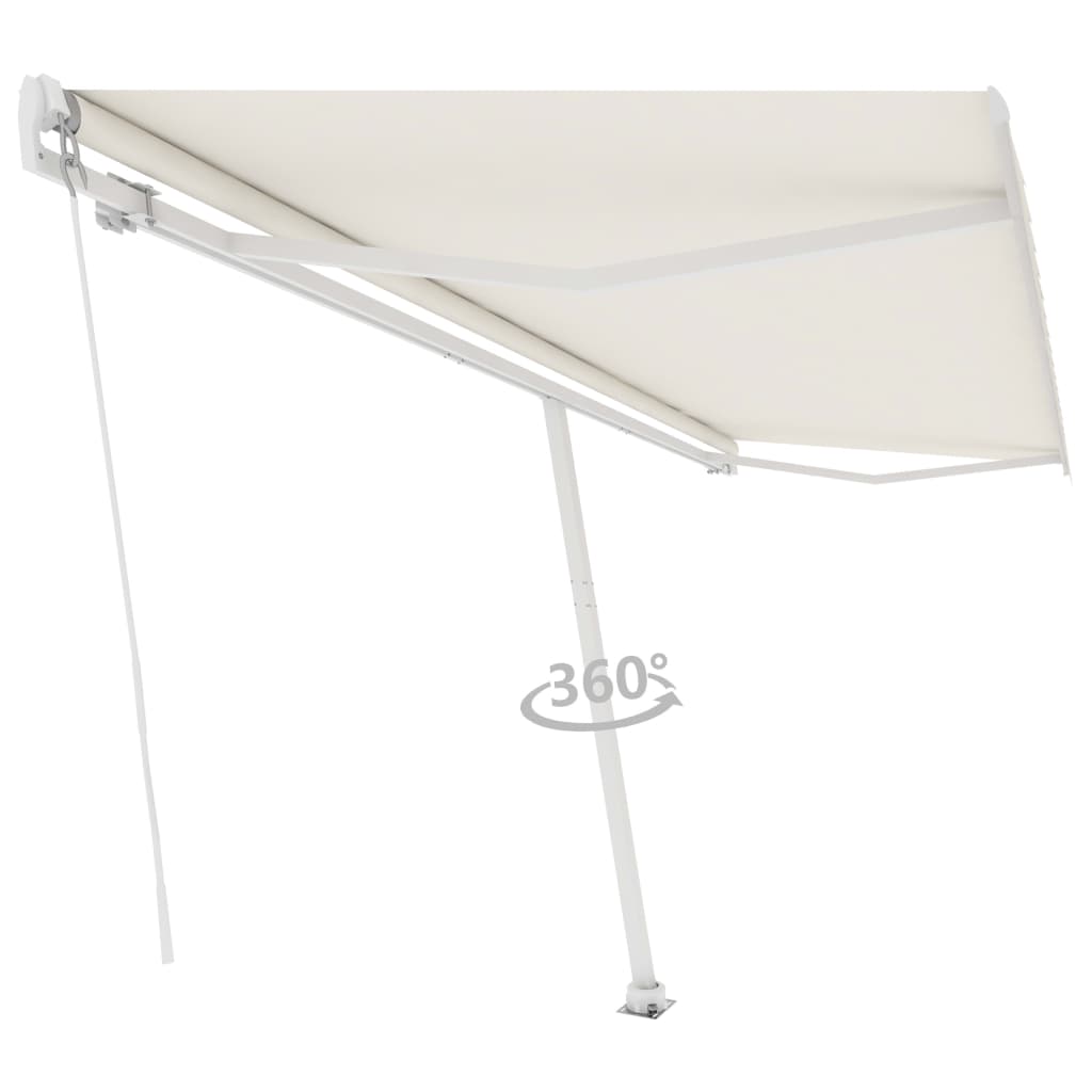 VidaXL Luifel vrijstaand handmatig uittrekbaar 500x350 cm crèmekleurig