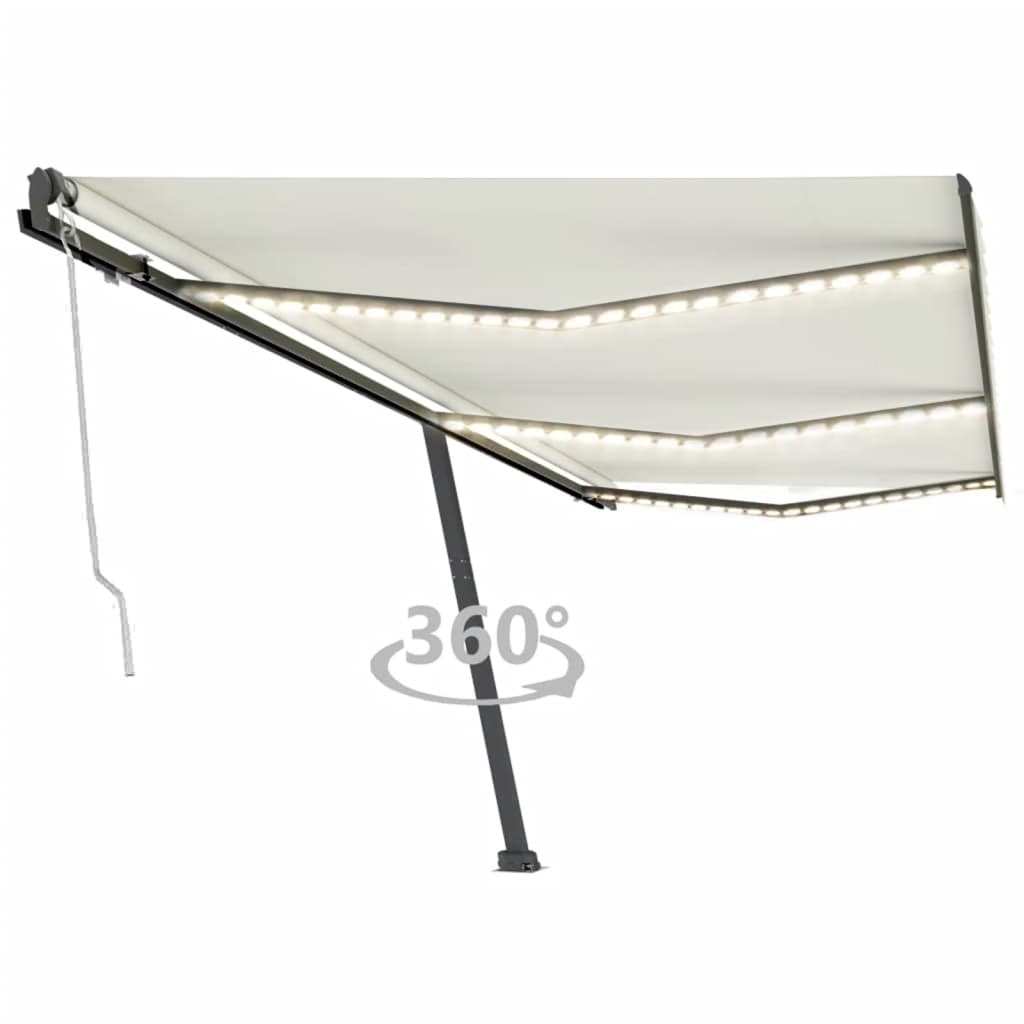 VidaXL Luifel automatisch met LED en windsensor 600x300 cm crèmekleur