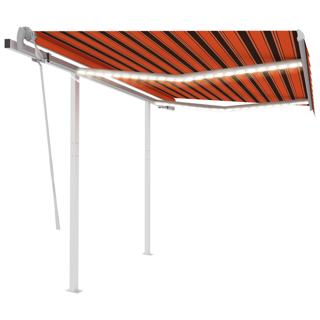 VidaXL Luifel handmatig uittrekbaar met LED 3x2,5m oranje en bruin