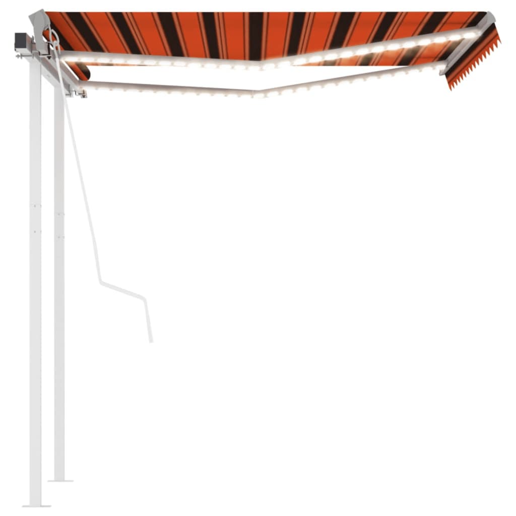 VidaXL Luifel automatisch met LED en windsensor 3,5x2,5m oranje bruin