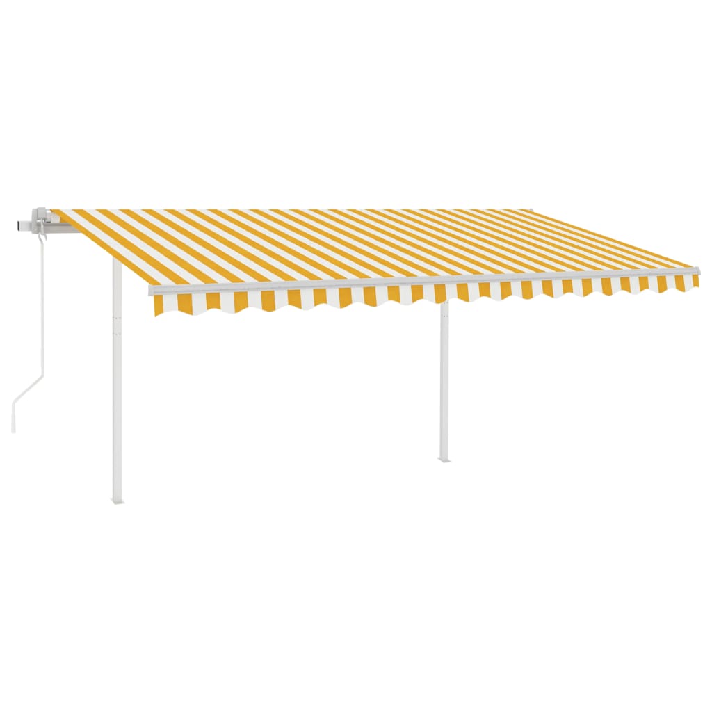 VidaXL Luifel automatisch met LED en windsensor 4,5x3 m geel en wit