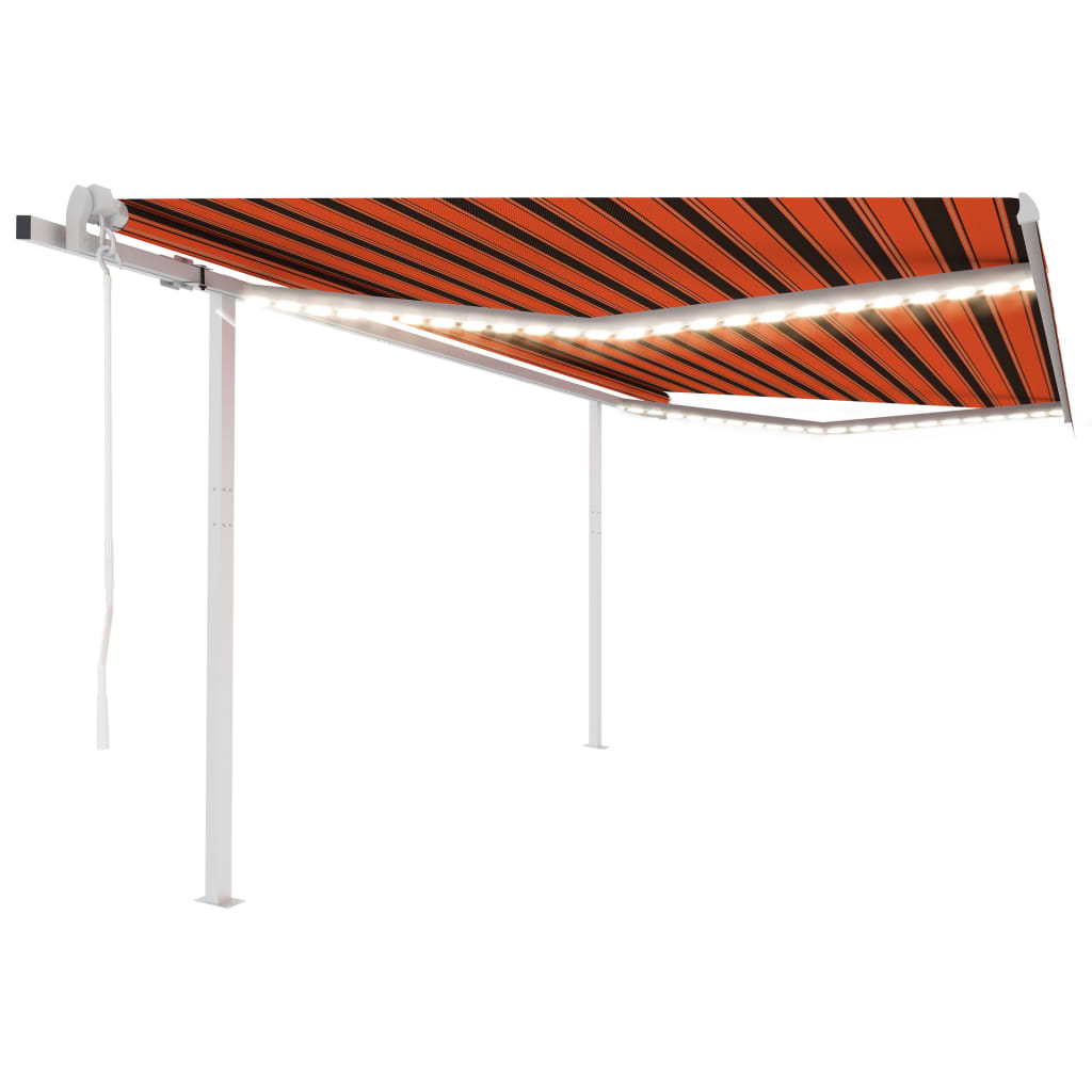 VidaXL Luifel automatisch met LED en windsensor 4,5x3,5m oranje bruin