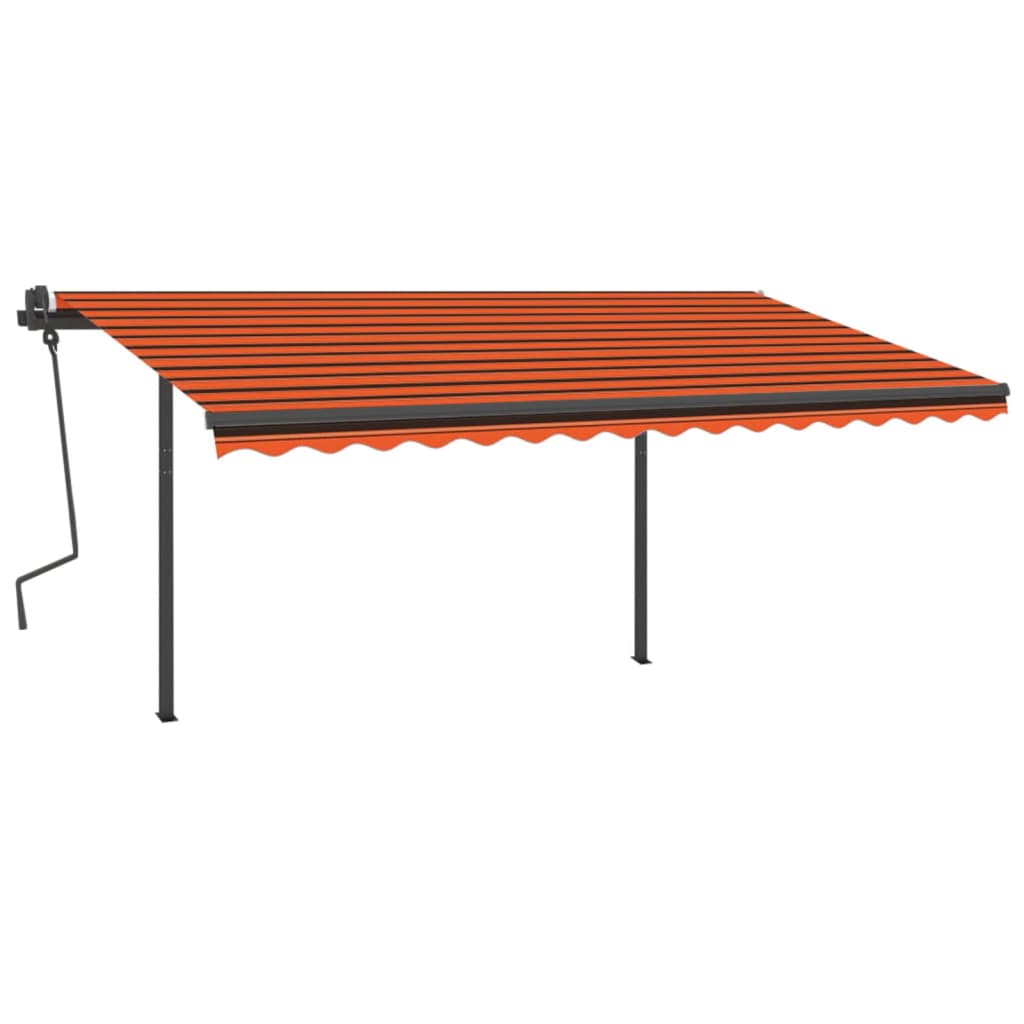 VidaXL Luifel handmatig uittrekbaar met LED 4x3m oranje en bruin