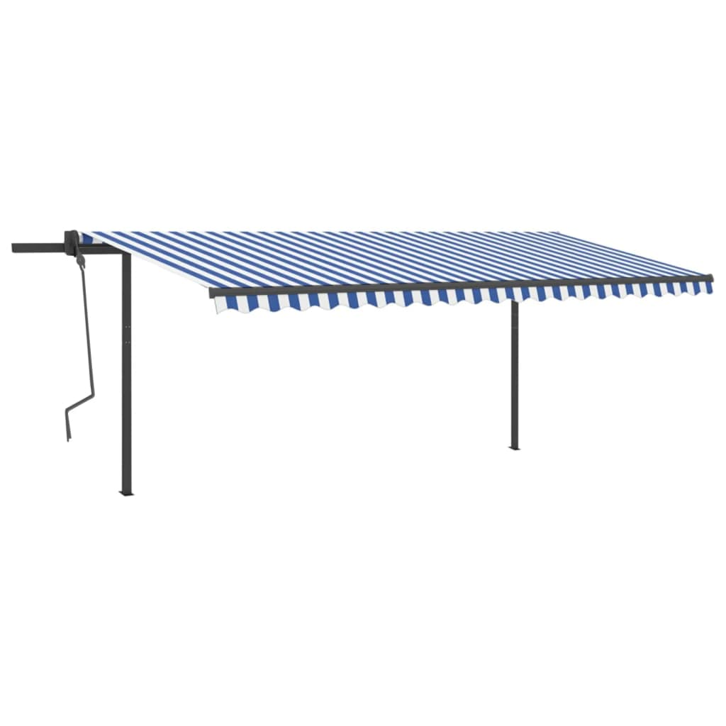 VidaXL Luifel automatisch met LED en windsensor 5x3 m blauw en wit