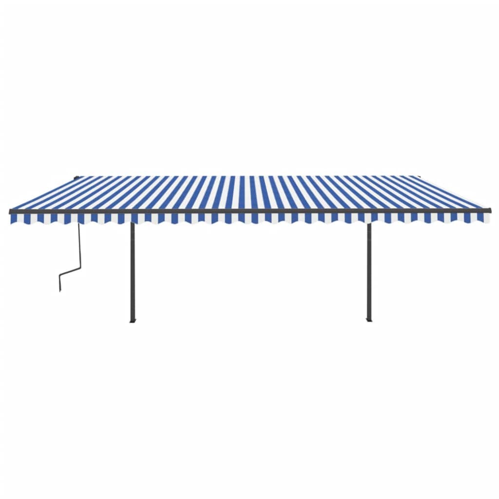 VidaXL Luifel automatisch met LED en windsensor 6x3 m blauw en wit