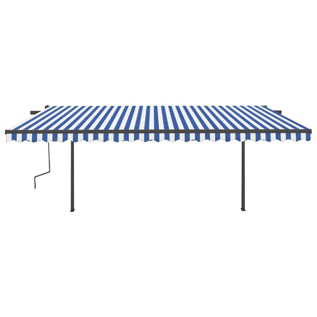 VidaXL Luifel handmatig uittrekbaar met LED 5x3,5m blauw en wit