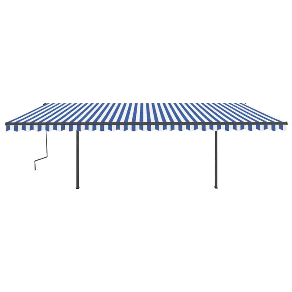 VidaXL Luifel handmatig uittrekbaar met LED 6x3,5m blauw en wit