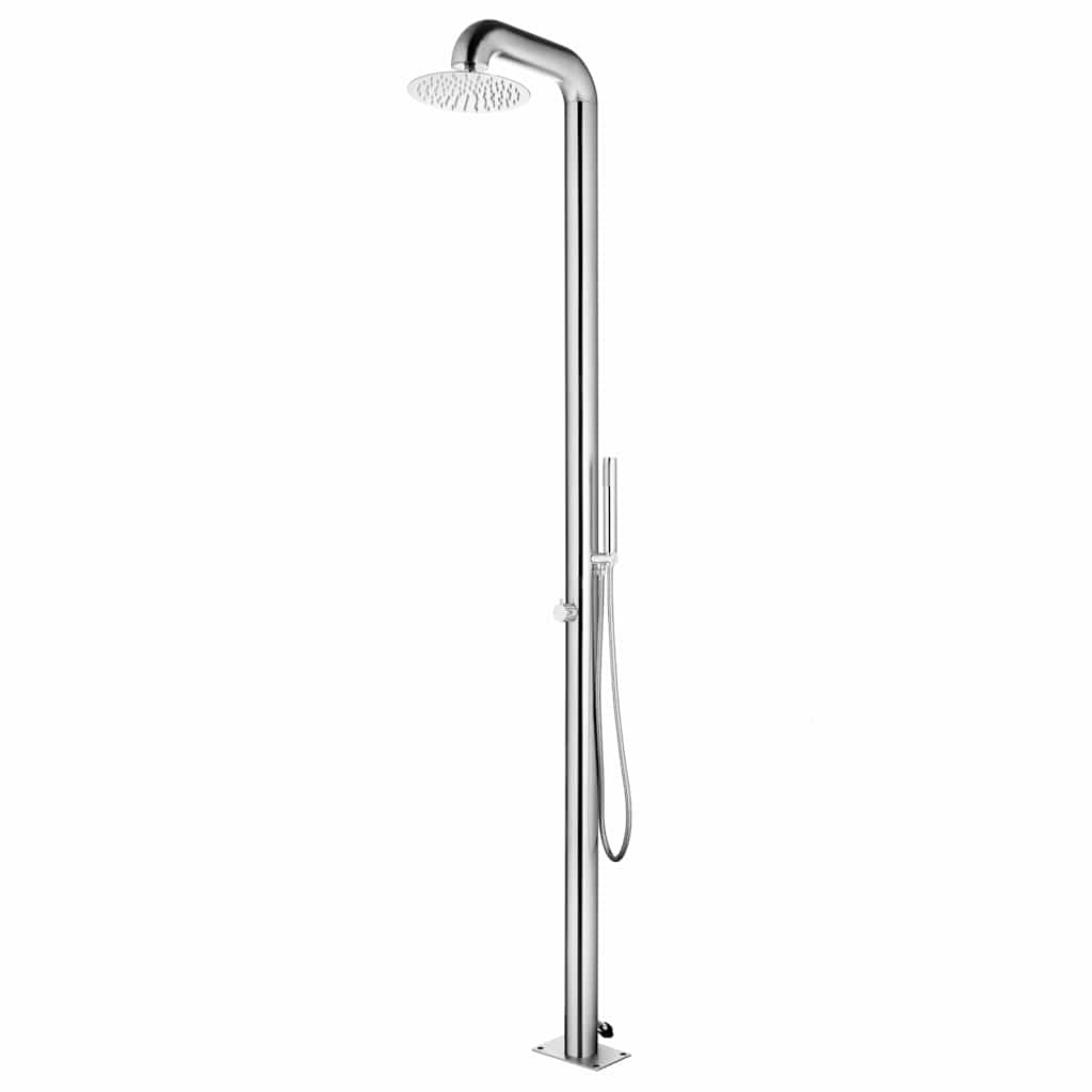 Vidaxl buitendouche met grijze basis 230 cm roestvrij staal