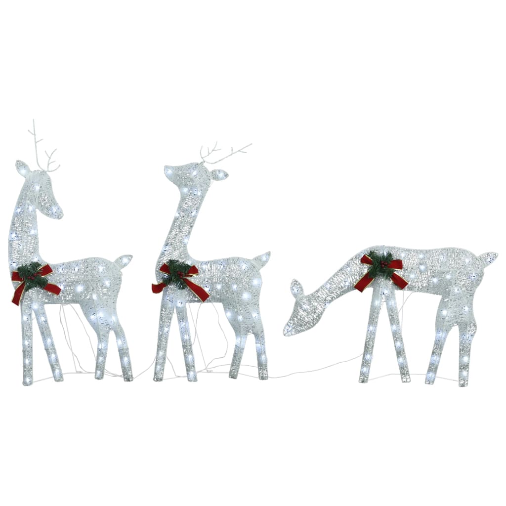 VidaXL Rendierfamilie Kerstmis koudwit 270x7x90 cm gaas wit