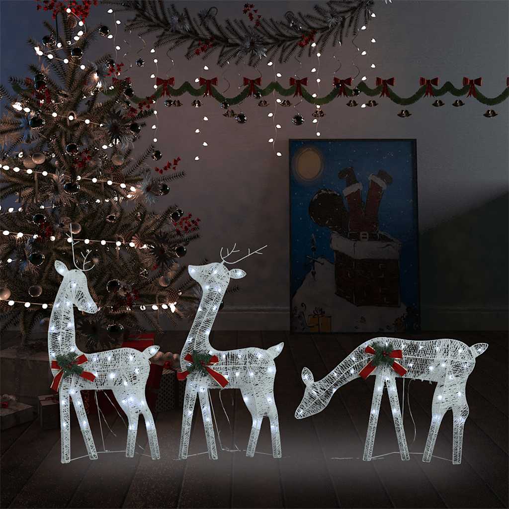 VidaXL Rendierfamilie Kerstmis koudwit 270x7x90 cm gaas wit