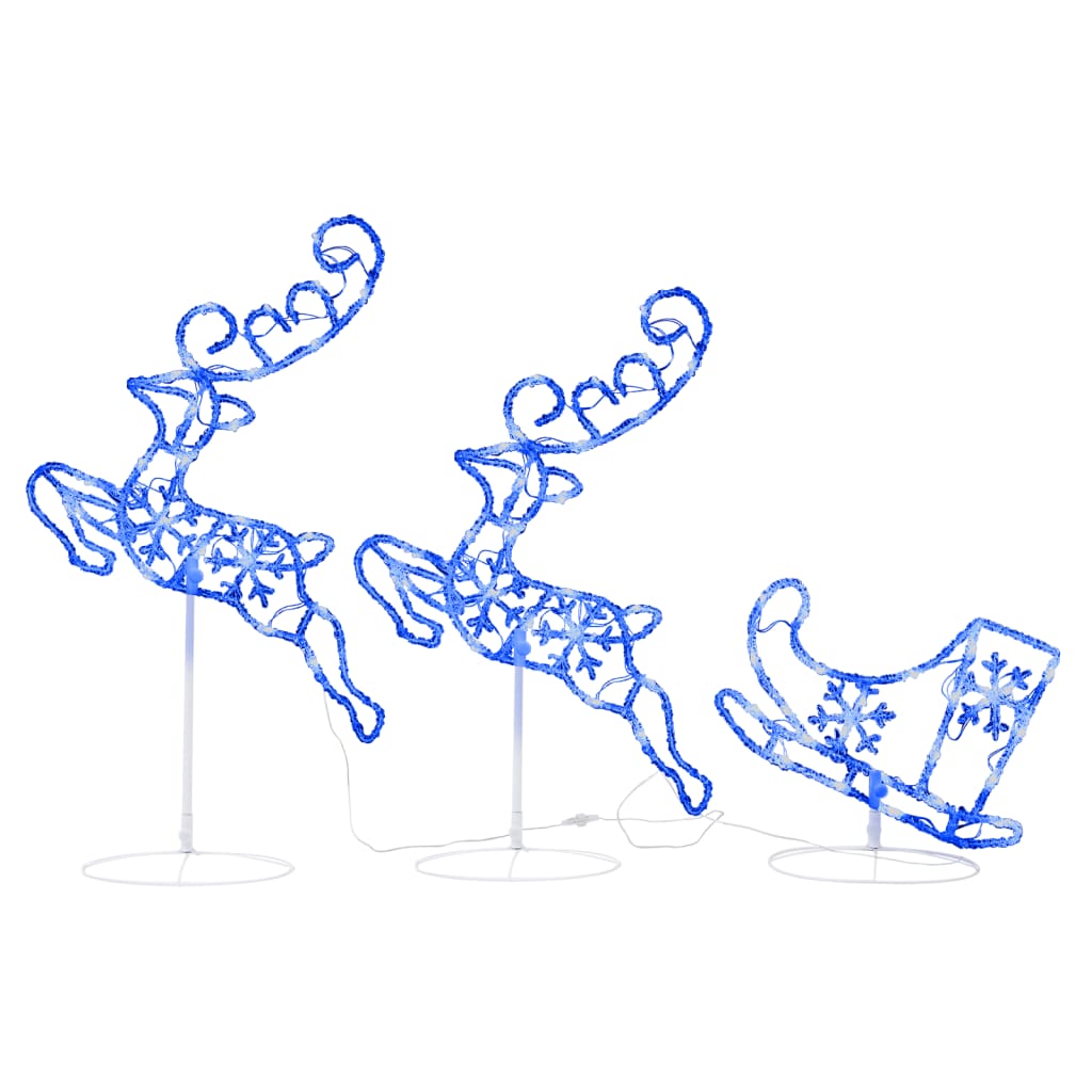 Vidaxl kerstdecoratie rendieren en slaap 260x21x87cm acryl blauw
