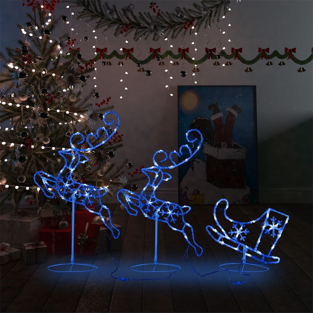 Vidaxl kerstdecoratie rendieren en slaap 260x21x87cm acryl blauw