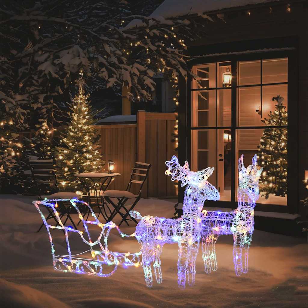 Vidaxl kerstversiering rendieren en slee 160 led's 130 cm acryl