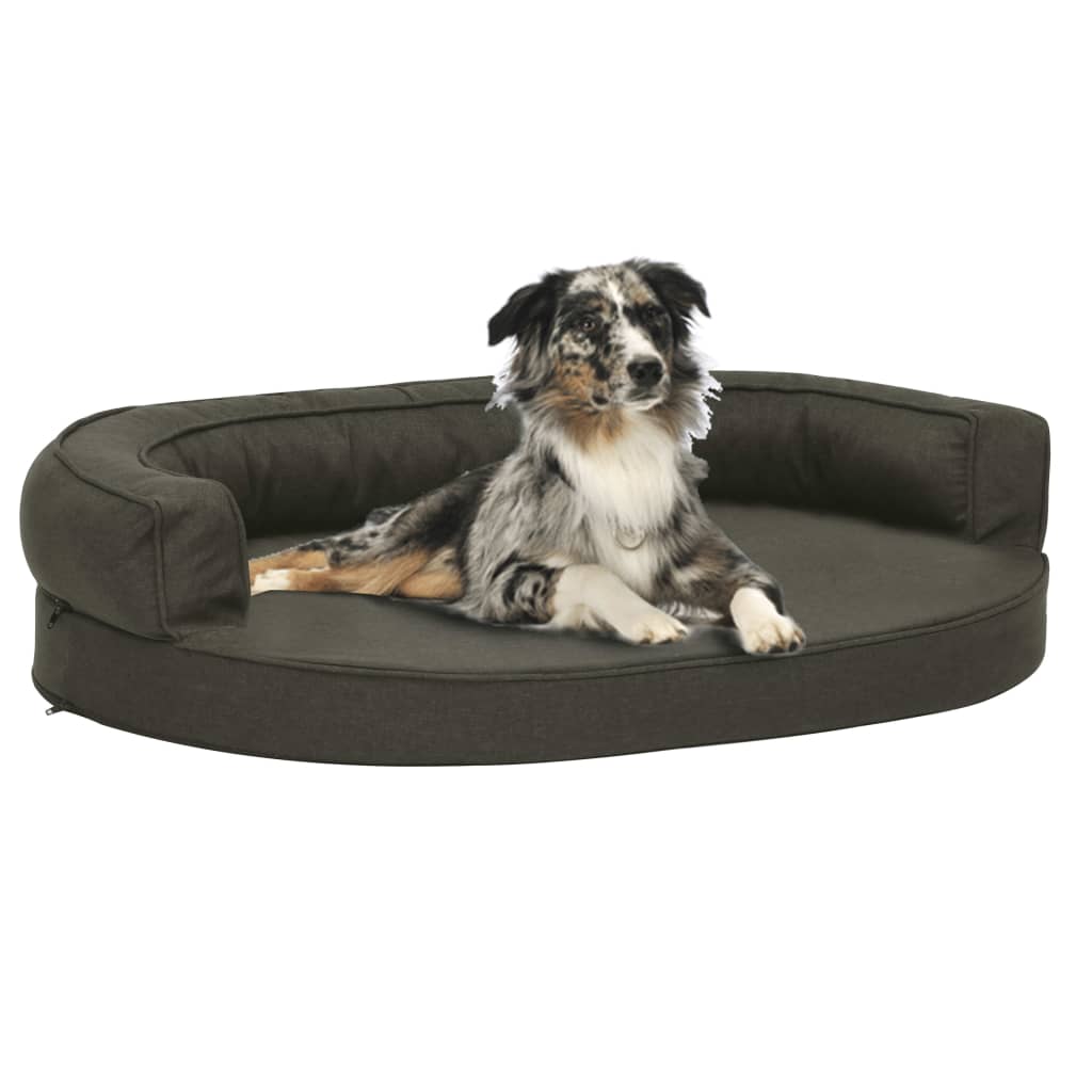 Vidaxl hondenbed ergonomisch linnenlook 75x53 cm donkergrijs