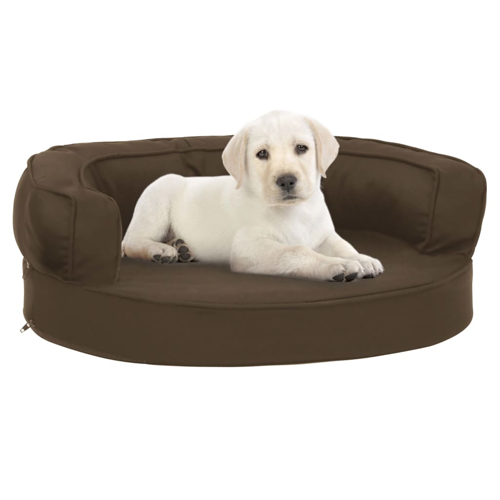 Vidaxl hondenbed ergonomisch linnenlook 60x42 cm bruin