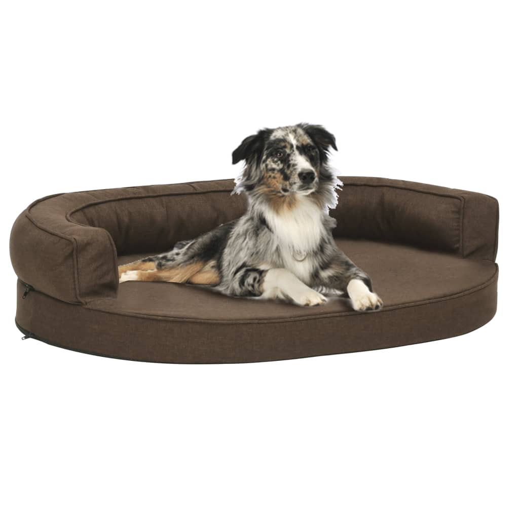 Vidaxl hondenbed ergonomisch linnenlook 75x53 cm bruin