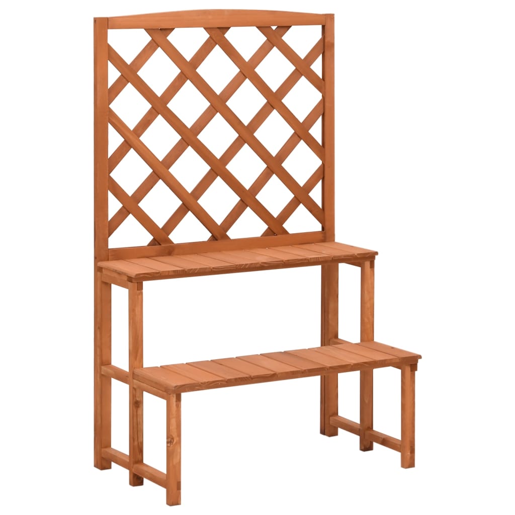 Vidaxl plantenrek met latwerk 70x42x115 cm massief vuurhout