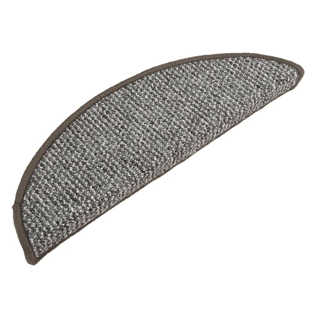 Vidaxl trapmatten 15 st 65x21x4 cm grijs halfrond groot