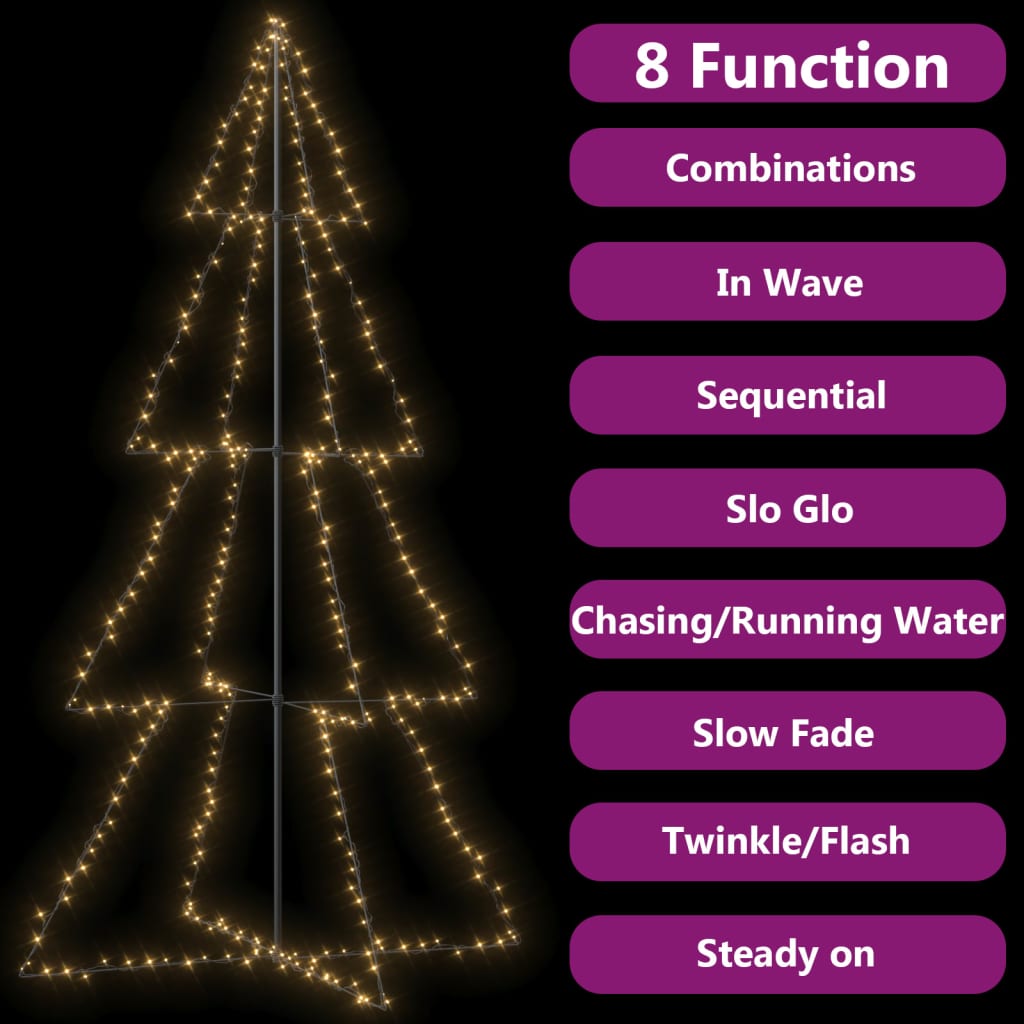 Vidaxl kegelkerstboom 360 led's binnen en buiten 143x250 cm