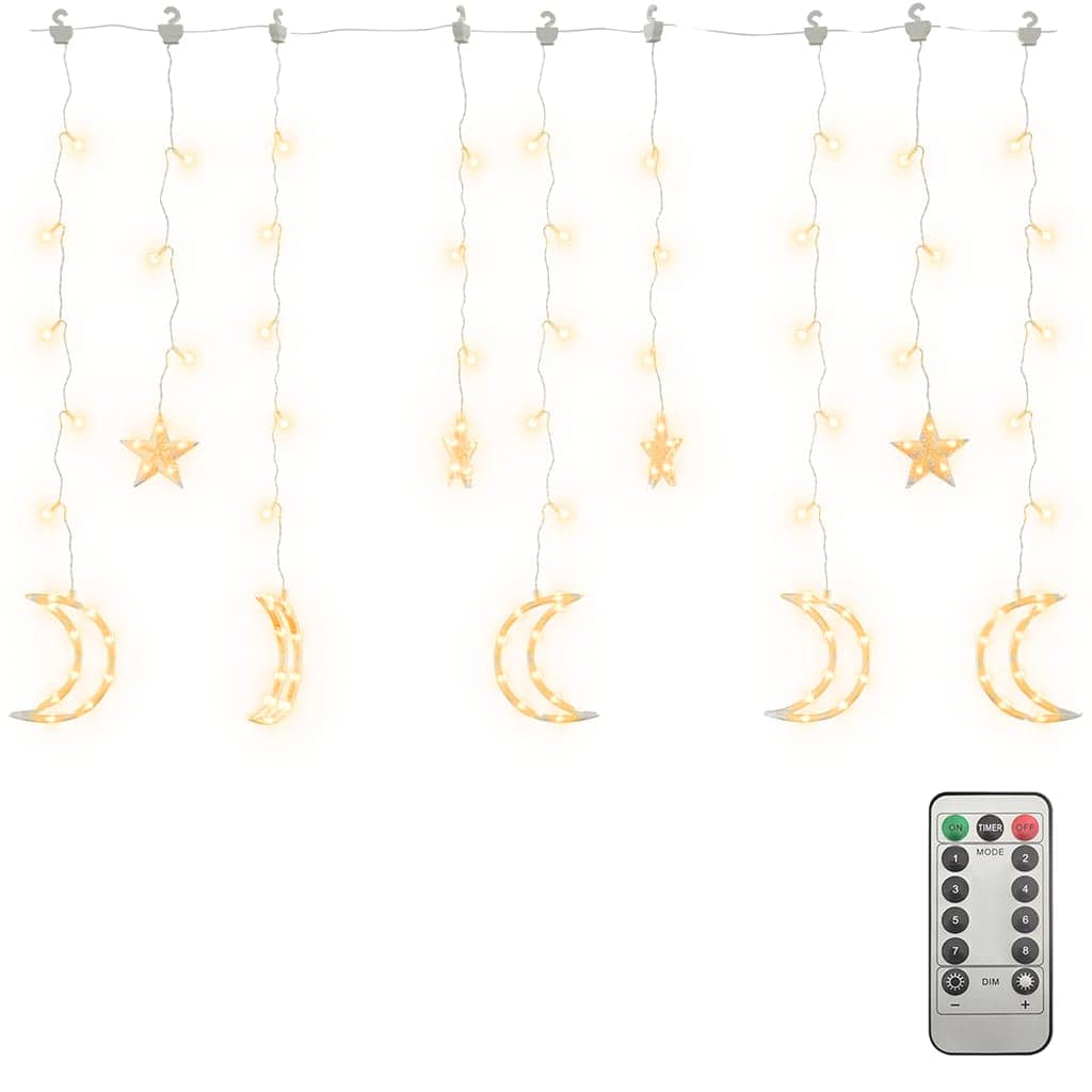 Vidaxl lichtslinger ster en maan afstandsbediening 345 led's warmwit