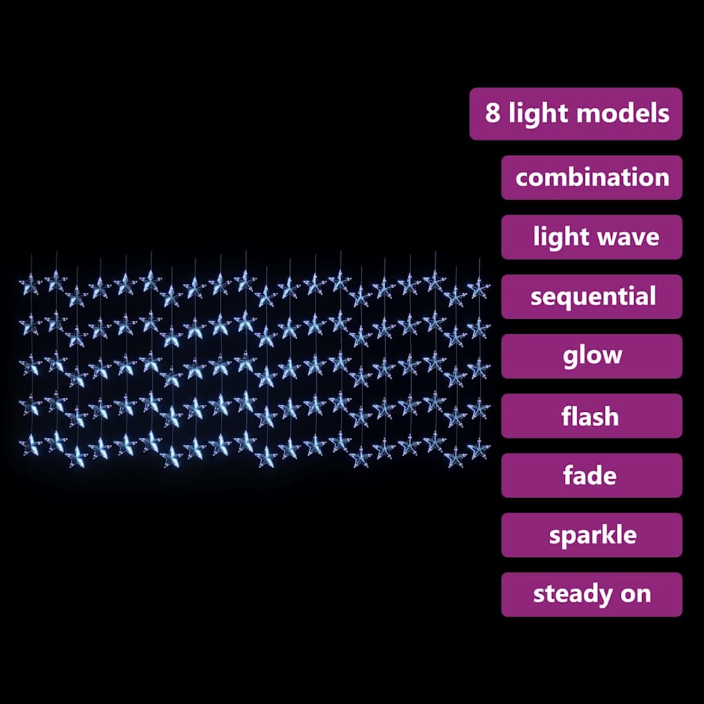 Vidaxl lichtgordijn blauw sterren met 500 led's en 8 functies