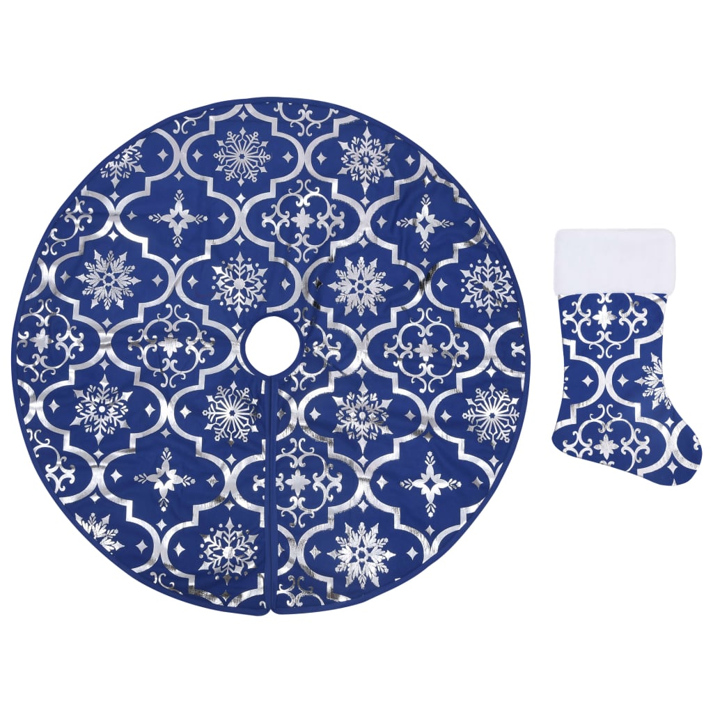 Vidaxl kerstboomrok luxe met sok 150 cm stof blauw